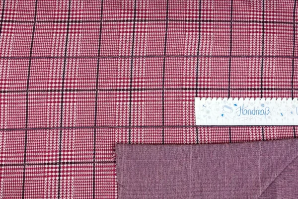 Jacquard Stoff stretch - Pepita Karo pink, dunkelgrau, weiß - Öko Tex 100 – Bild 3