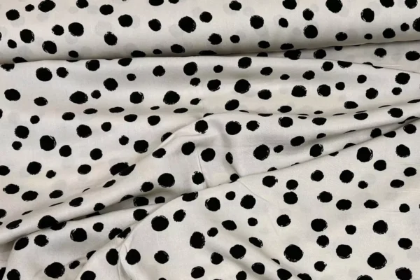 Viskose Twill Stoff - große Punkte Muster Polka Dots in hellsand - Blusenstoff – Bild 4