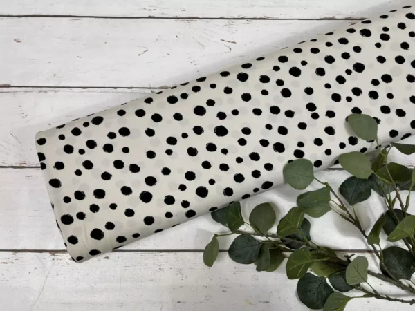 Viskose Stoff mit großen Punkte Muster Polka Dots in hellsand