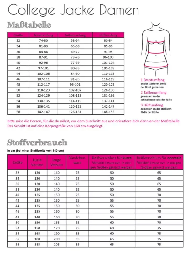 Papierschnittmuster Fadenkäfer College Jacke Damen – Bild 2