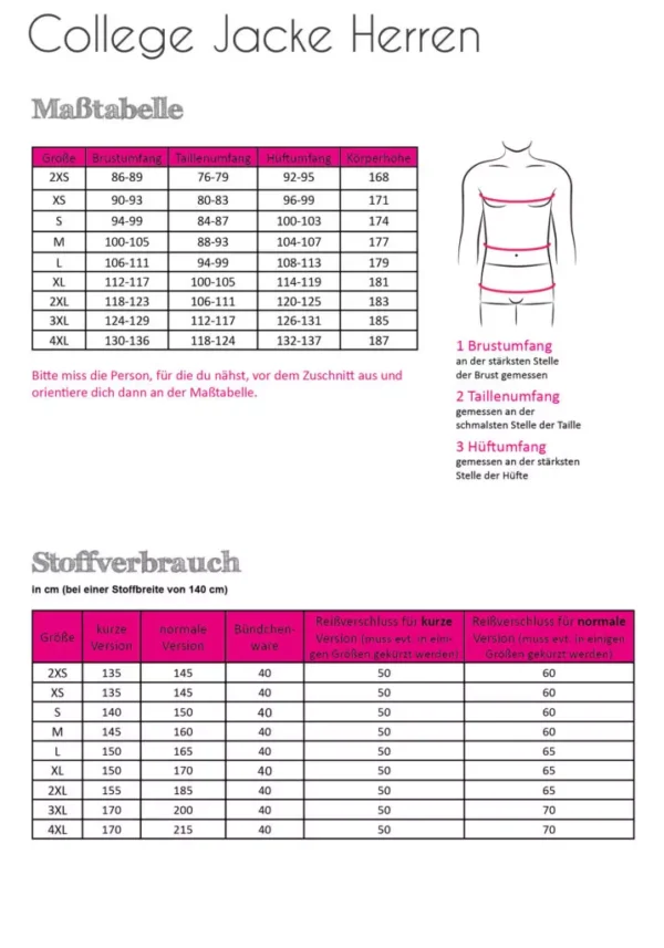 Papierschnittmuster Fadenkäfer College Jacke Herren – Bild 2