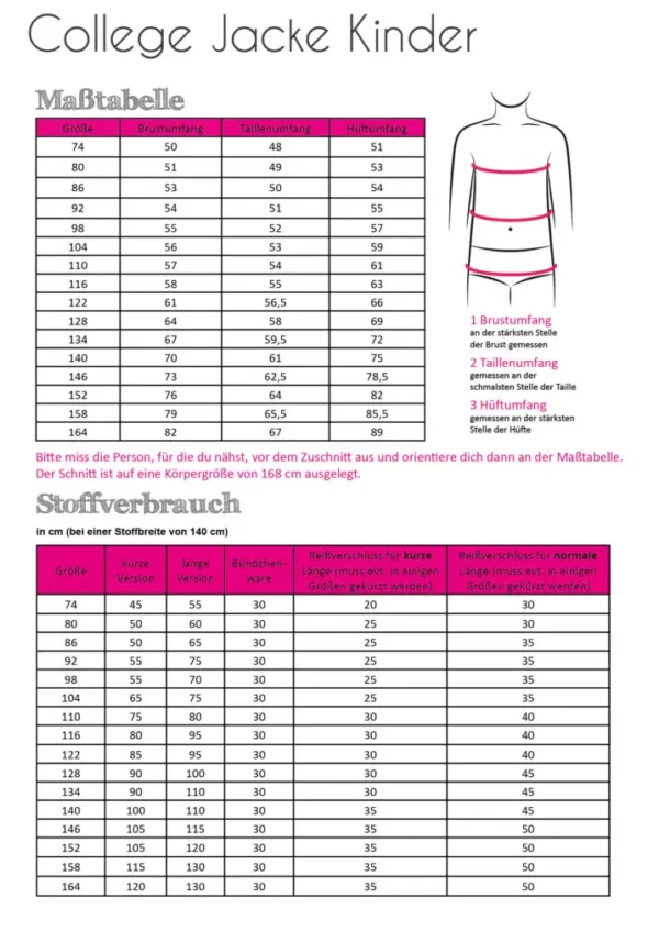 Papierschnittmuster Fadenkäfer College Jacke Kinder – Bild 2