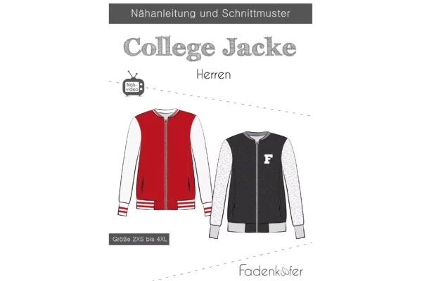 Papierschnittmuster Fadenkäfer für eine College Jacke für Herren