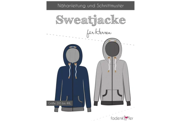 Papierschnittmuster Fadenkäfer für eine Sweatjacke für Herren