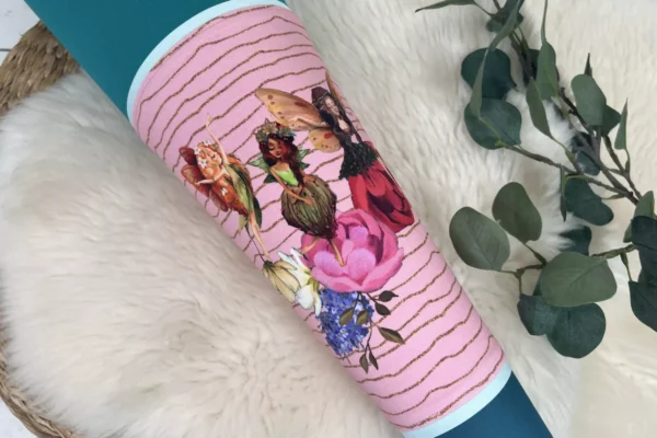 Schultüte aus Stoff mit Namen - drei Feen petrol, rosa (70cm, 85cm) - Zuckertüte personalisiert, optional mit Kissen – Bild 2