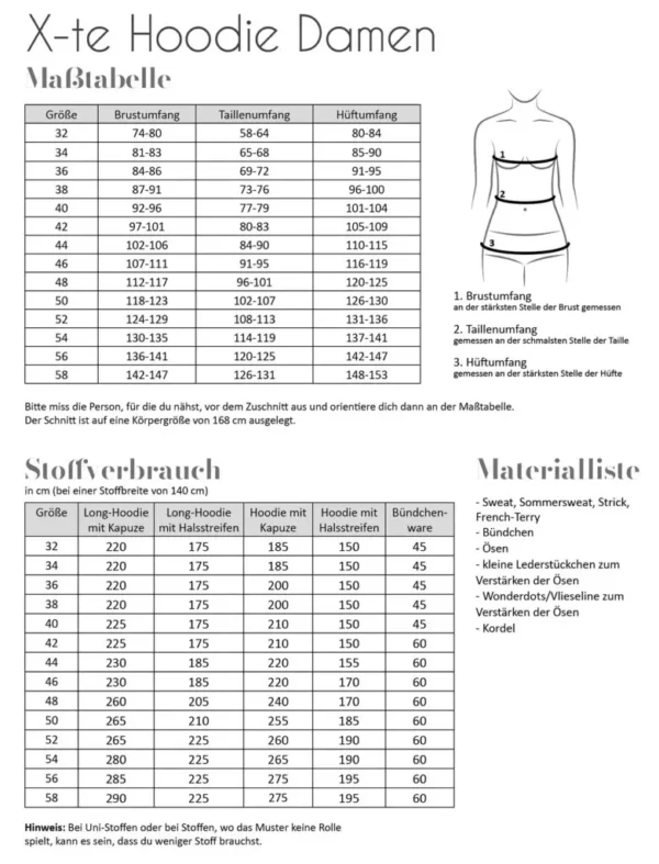 Papierschnittmuster Fadenkäfer X-te Hoodie Damen – Bild 7