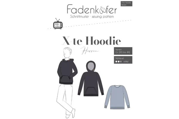 Papierschnittmuster Fadenkäfer für ein X-te Hoodie für Herren