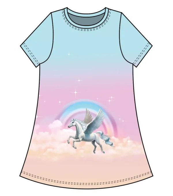 Panel Jersey Stoff - Pegasus Regenbogen Motiv 75cm x 120cm in rosa, hellblau - Öko-Tex 100 – Bild 2