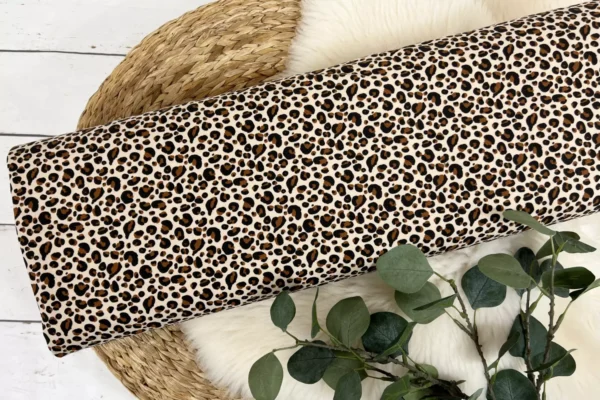 Reststück 30cm Jersey Stoff - Leoprint Animalprint in beige - Öko-Tex-100 – Bild 2