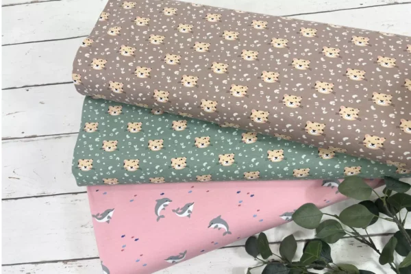 Jersey Stoff - Delfine in rosa - Öko-Tex-100 – Bild 3