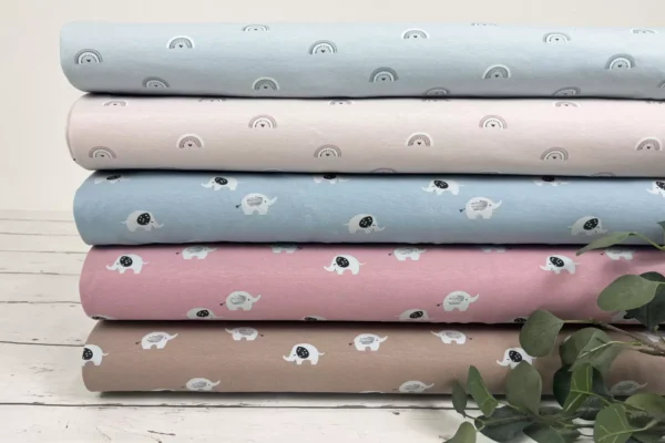 Jersey Stoff - Regenbogen pastellblau - Öko-Tex-100 – Bild 3