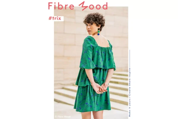 Fibre Mood 23 Trix - Viskose Tencel Mix abstraktes Blumenmuster in froschgrün - Ökotex 100 – Bild 7