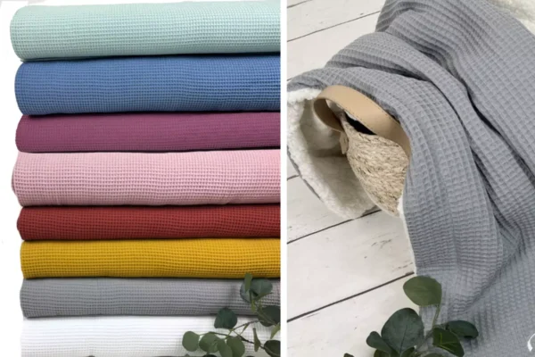 Waffelpique Stoff - Größe mittel Uni weiß - Öko-Tex-100 – Bild 2