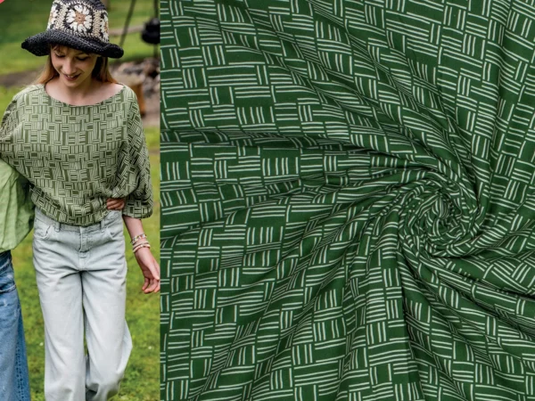 Fibre Mood Special Nr2 Blossom und Marisol aus Viskose ecovero Stoff mit Strichmuster in grün