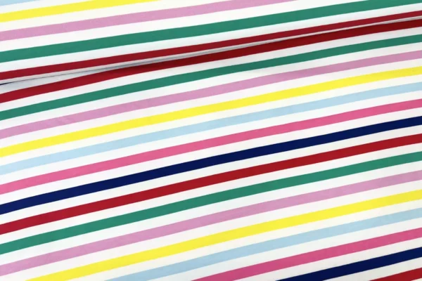 Jersey Stoff - bunte Streifen, weiß gestreift - Öko-Tex-100 – Bild 2