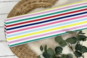 Baumwolljersey mit bunt gestreiften Regenbogenfarben