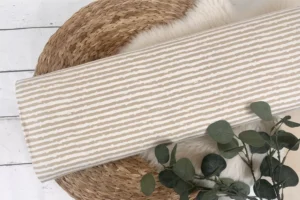 Baumwolljersey mit beige, weiß gestreiften vintage Streifen