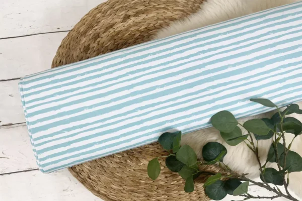 Baumwolljersey mit mint, weiß gestreiften vintage Streifen
