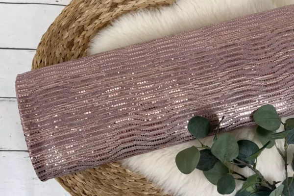 Pailetten Jersey Glitzer Stoff in altrosa für Kleider – Bild 2