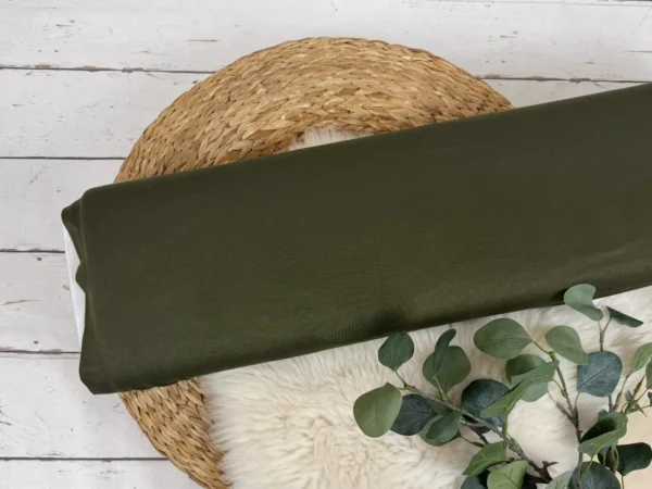 elastischer Viskosejersey Stoff in uni Farbe olivgrün