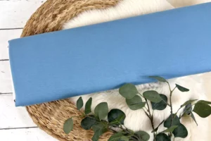 elastischer Viskosejersey Stoff in uni Farbe helljeansblau