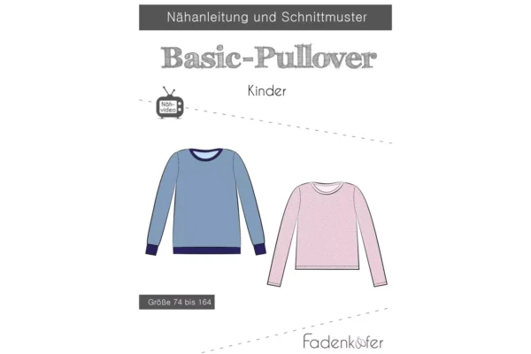 Papierschnittmuster Fadenkäfer Basic-Pullover Kinder