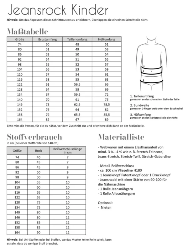 Papierschnittmuster Fadenkäfer Jeansrock Kinder – Bild 4