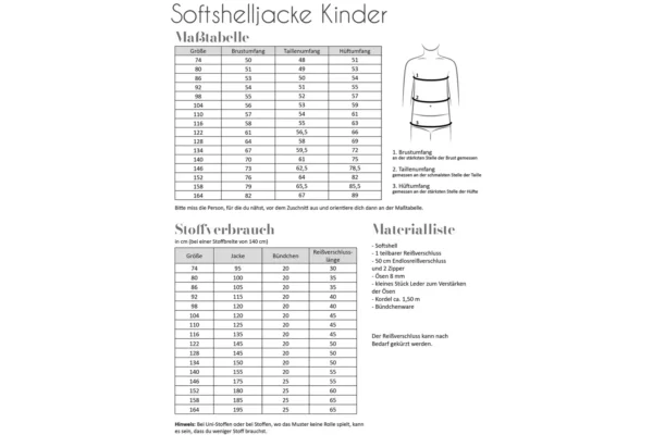 Papierschnittmuster Fadenkäfer Softshelljacke Kinder – Bild 5