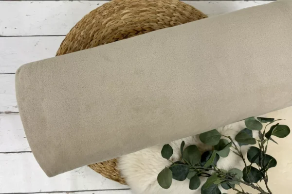 Kuschelweicher Baumwollfleece Stoff in der Uni Farbe beige