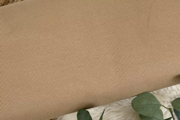 dünner Ripp Jersey Stoff - Uni dunkelbeige - Öko-tex-100 – Bild 2