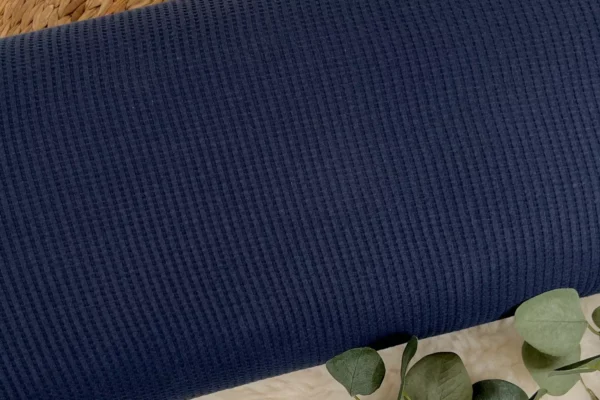 dünner Waffeljersey Stoff - Uni marineblau - Öko-tex-100 – Bild 2
