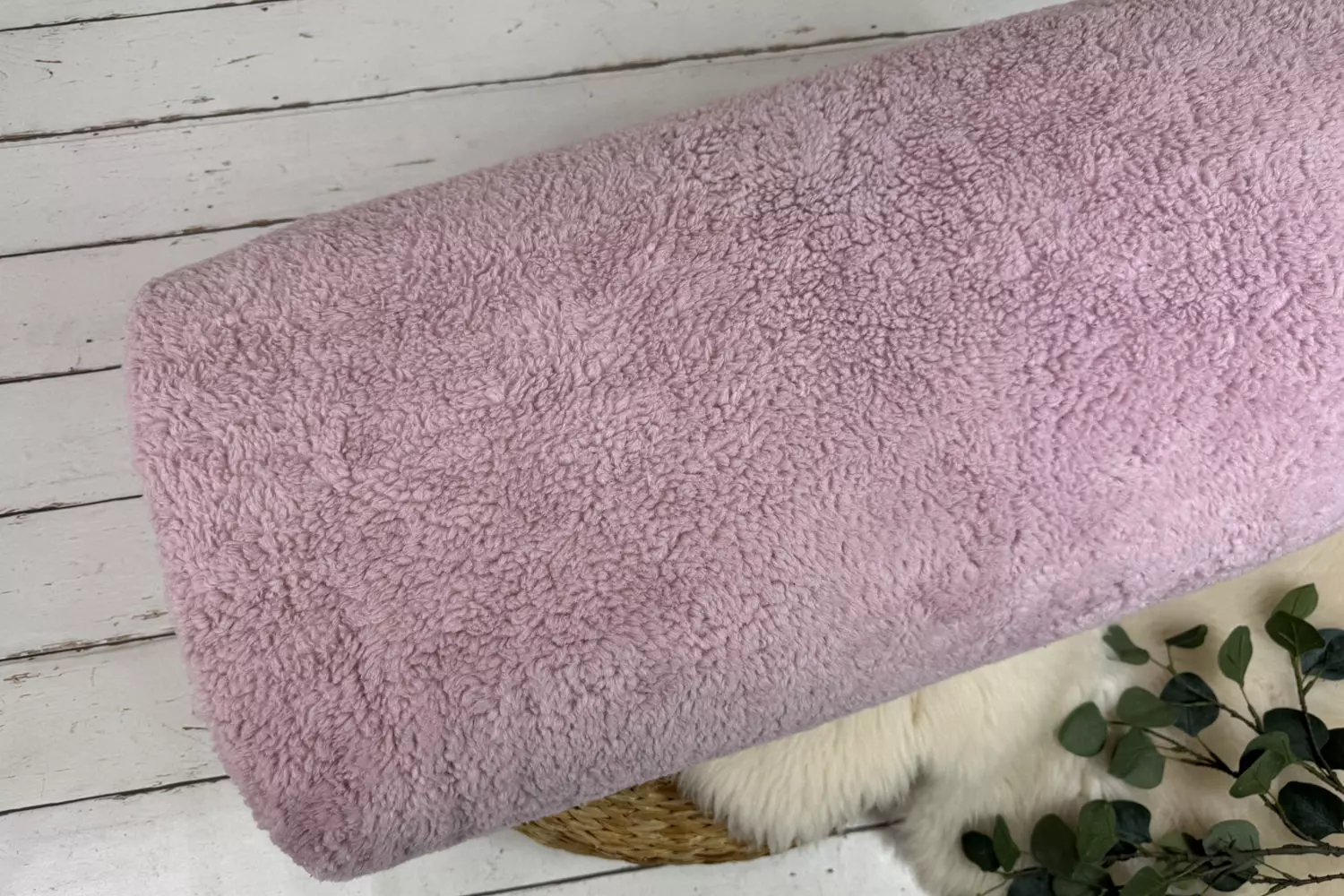 kuschelig warmer Teddystoff aus Baumwoll in Uni altrosa