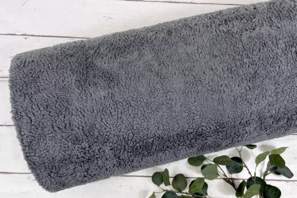 kuschelig warmer Teddystoff aus Baumwoll in Uni grau