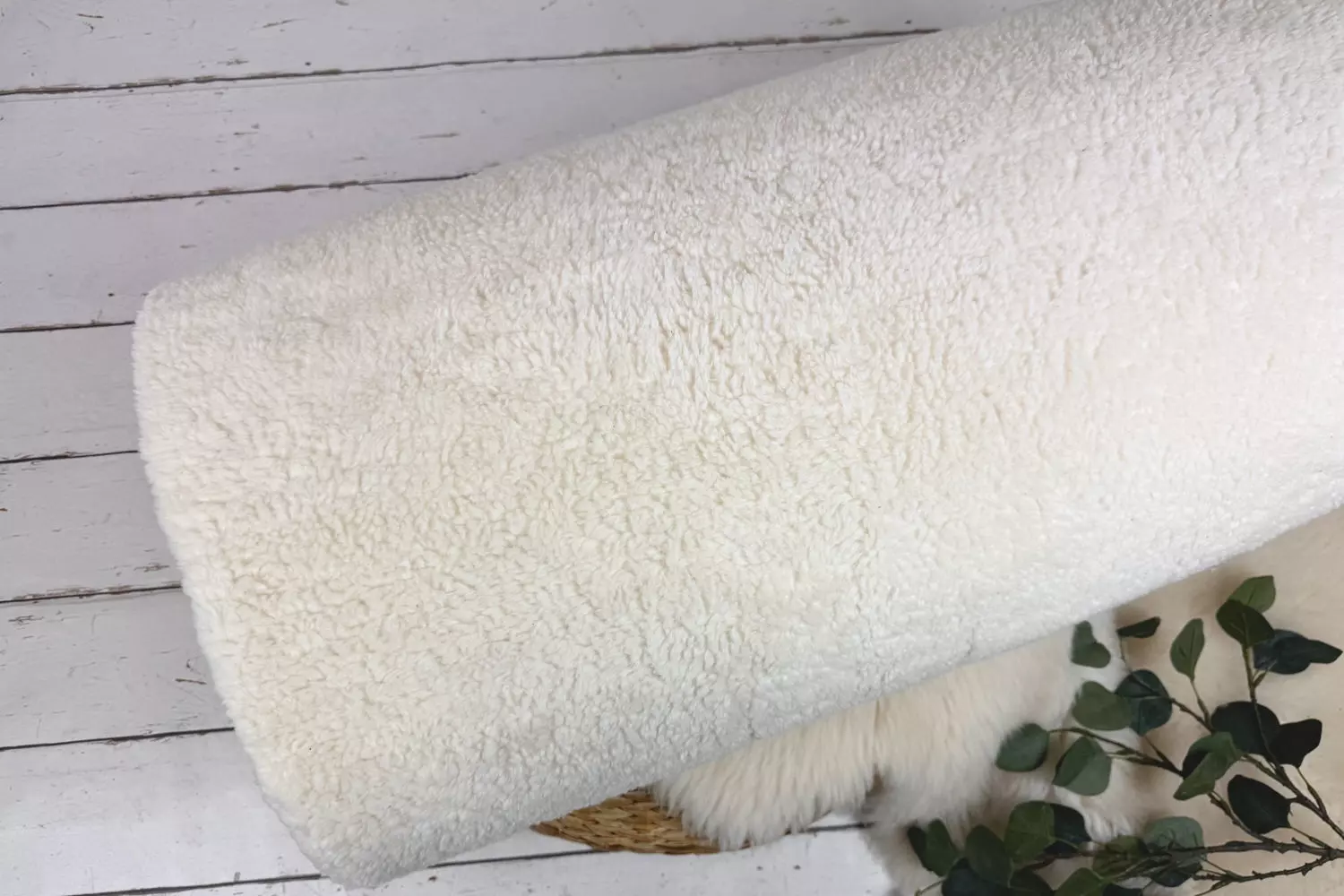 kuschelig warmer Teddystoff aus Baumwoll in Uni ecru