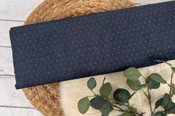 Bengaline Hosenstoff Stretch - mini Punkte Muster in dunkelblau – Bild 2