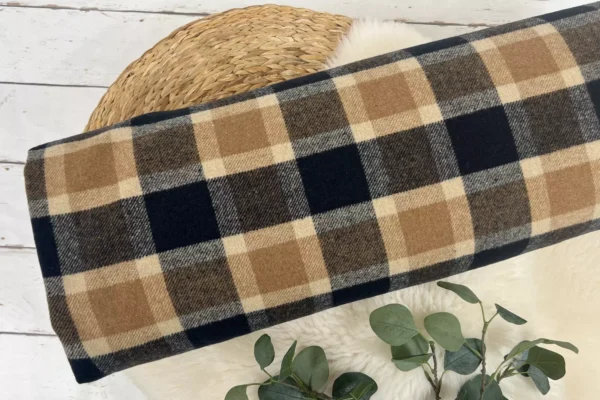 leichter Mantelstoff Karo Stoff - beige - Schottenkaro, Tartan Muster – Bild 2