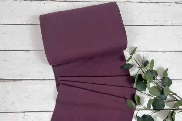 feingerippter Bündchen Stoff als Schlauchware in Uni Farbe dunkelmauve