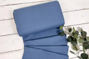 feingerippter Bündchen Stoff als Schlauchware in Uni Farbe jeansblau