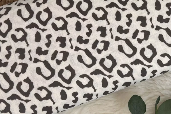 Musselin Stoff - Animalprint Muster, natur - Öko-tex-100, Double Gauze