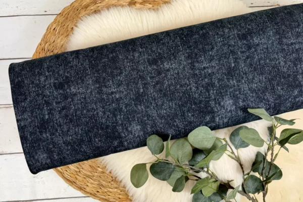 elastischer French-Terry-Sweat Stoff mit Jeansoptik in dunkelgrau
