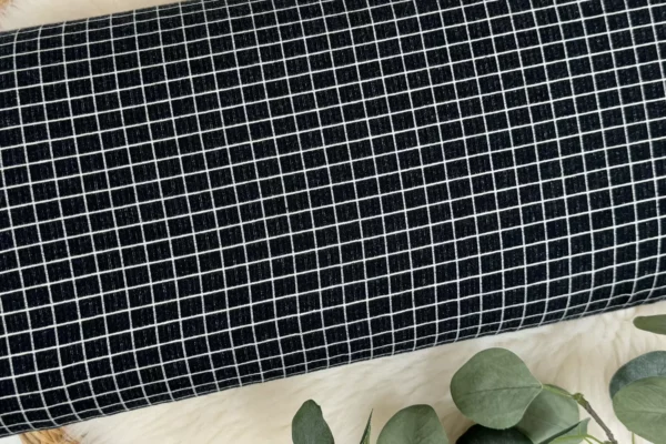 French Terry Stoff - Karo Muster kariert in schwarz - Öko-Tex 100 – Bild 2