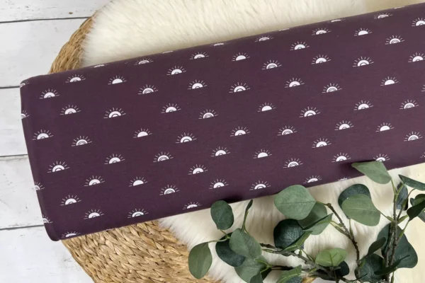 Jersey Stoff - Sonne Sonnenschein in dunkelmauve - Öko-Tex-100 – Bild 2