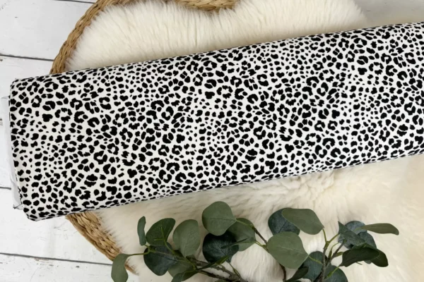 Reststück 30cm Jersey Stoff - Leoprint Animalprint in natur - Öko-Tex-100 – Bild 2