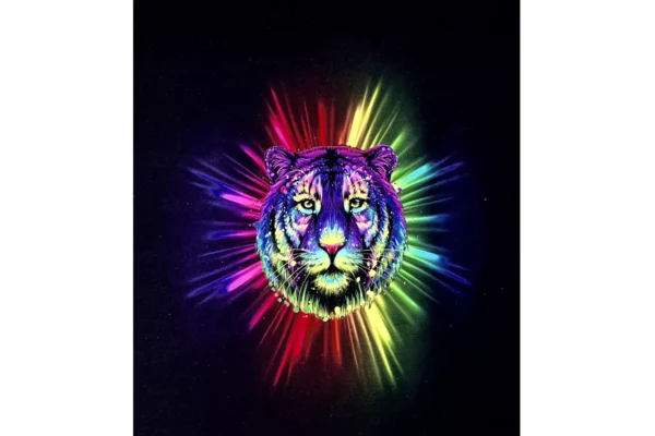 French Terry Stoff Panel mit coolem Tiger Motiv in schwarz