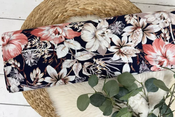 Viskose Borkenkrepp - Blumenmuster in dunkelblau – Bild 2