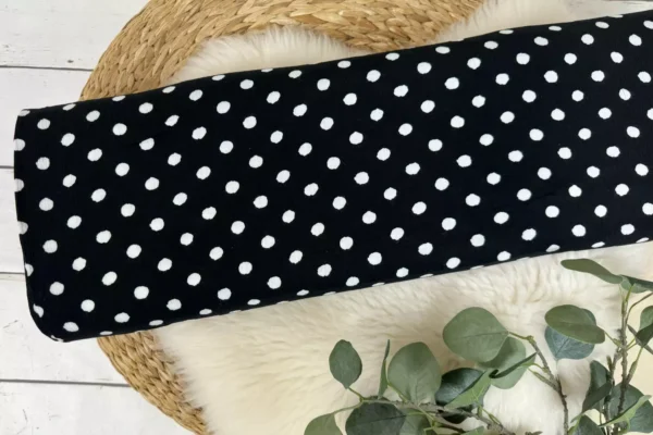 Viskosekrepp Stoff mit Punkte Muster in schwarz