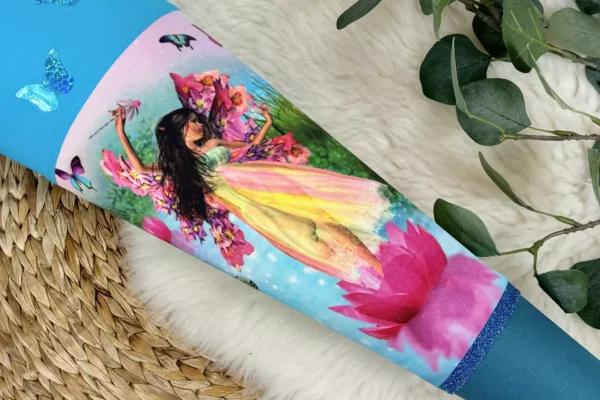 Schultüte mit Namen – Elfen und Feen petrol, türkis (70cm, 85cm) – Bild 4