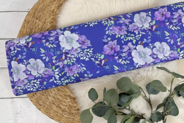Viskose Stoff - großes Blumenmuster in royalblau – Bild 2