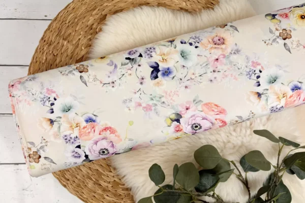 Viskose Stretch Stoff - große Blumen in pastellgelb – Bild 2