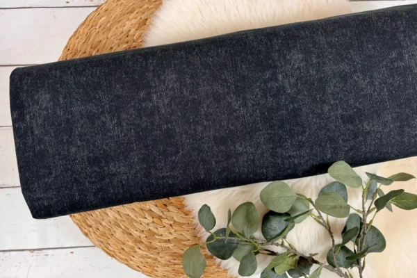 elastischer French-Terry-Sweat Stoff mit Jeansoptik in schwarz